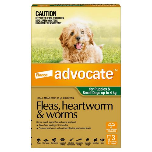 Advocate Green Spot-On Flea & Worming Treatment <4kg Dog
