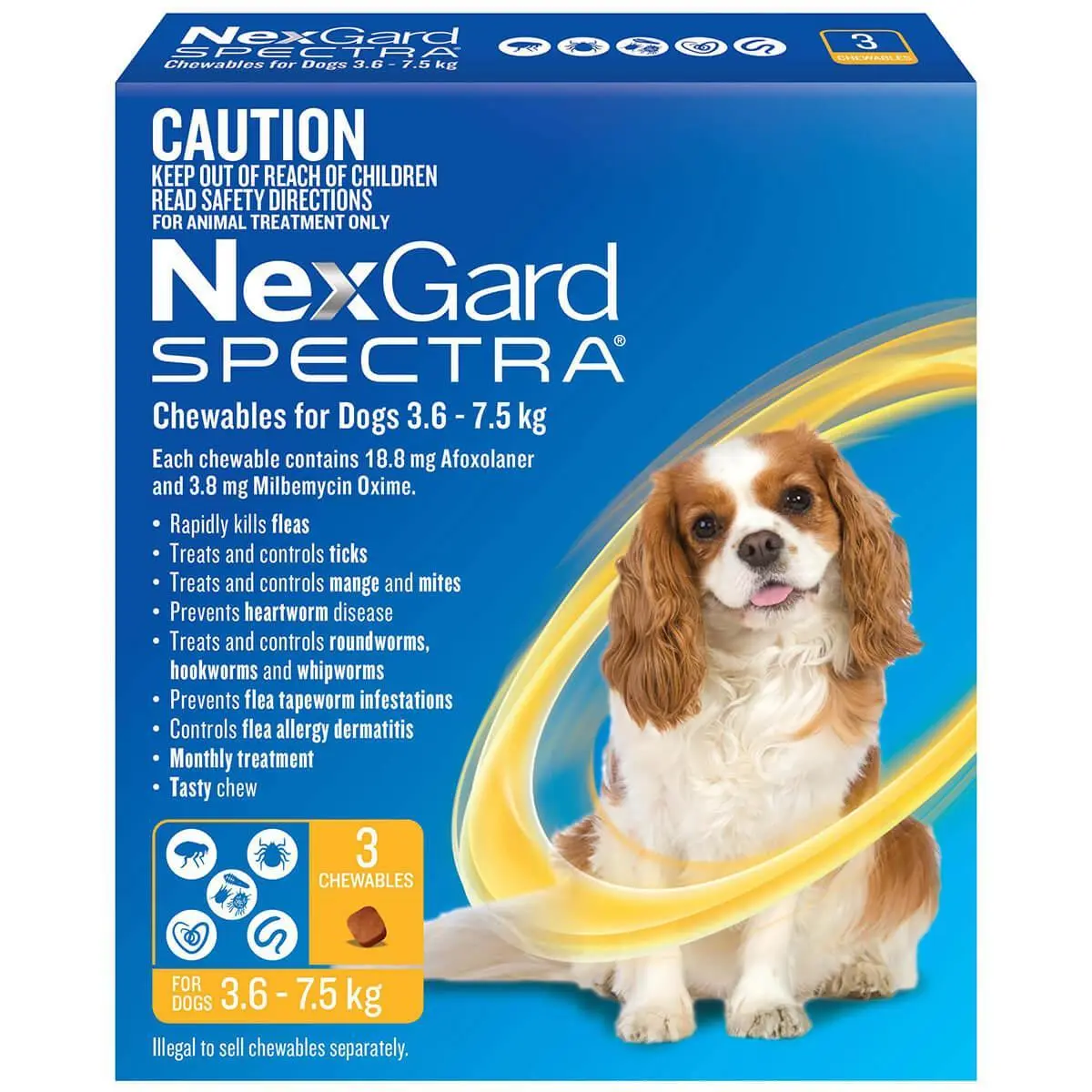NexGard SPECTRA Chews For Small Dogs 3.6-7.5kg