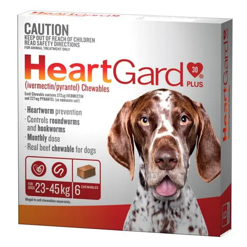 Heartgard Plus Worming Treatment 23-45kg Dog 6 Pack