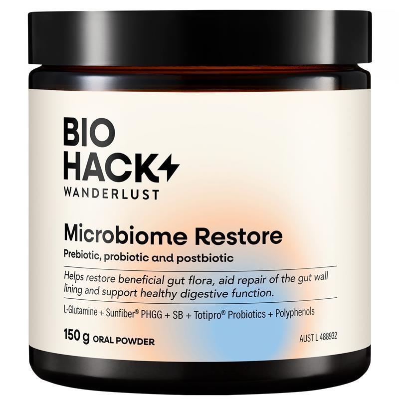 BioHack Wanderlust Microbiome Restore 150g Powder