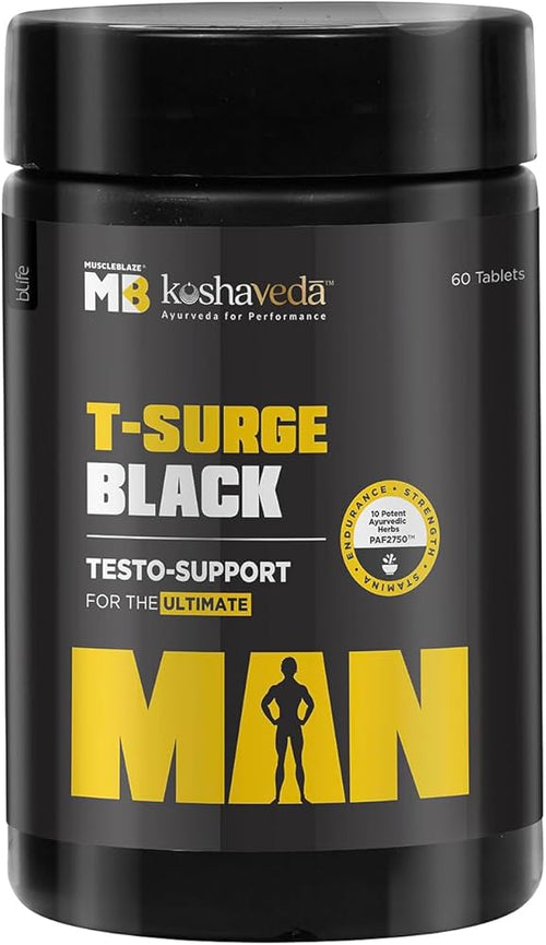 Muscleblaze T-Surge Black, Testosterone Booster for Men 60 Tablets
