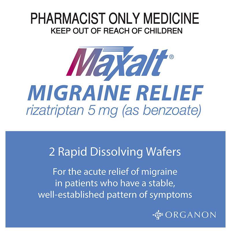 Maxalt Migraine Relief (Rizatriptan) 5mg Wafer 2 Pack 