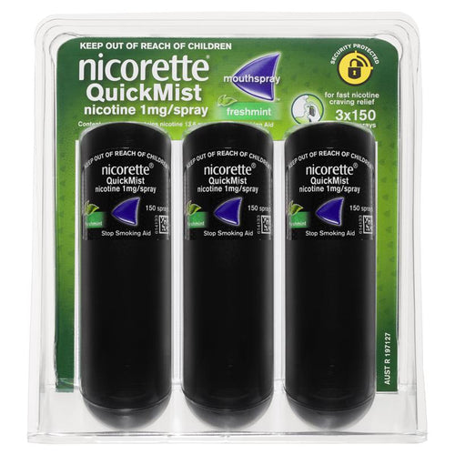 Nicorette Quit Smoking QuickMist Nicotine Mouth Spray Freshmint 3 x 150 Pack