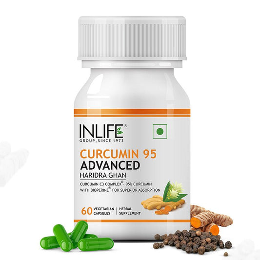 Inlife Curcumin (95% Curcuminoids) with Piperine (Bioperine), 500 mg | 60 Veg. Capsules