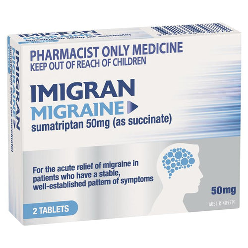 Imigran Migraine (Sumatriptan) 50mg 2 Tablets 